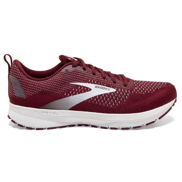 Brooks Revel 4 Road Running Shoes - Men's - Maroon/White (32164-HEXW)